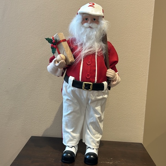 Santa Claus Ready For Baseball With Bag And Gift  Figurine New Christmas Decor - Picture 5 of 6